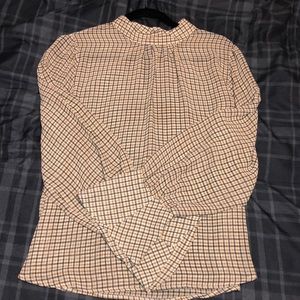 Bell sleeve plaid blouse